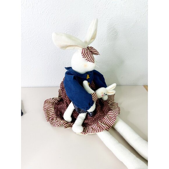 VTG Artisan Flair Miss Elle’s Patriotic Dress USA Girl Bunny Rabbit w/ Baby NWT - Picture 3 of 11